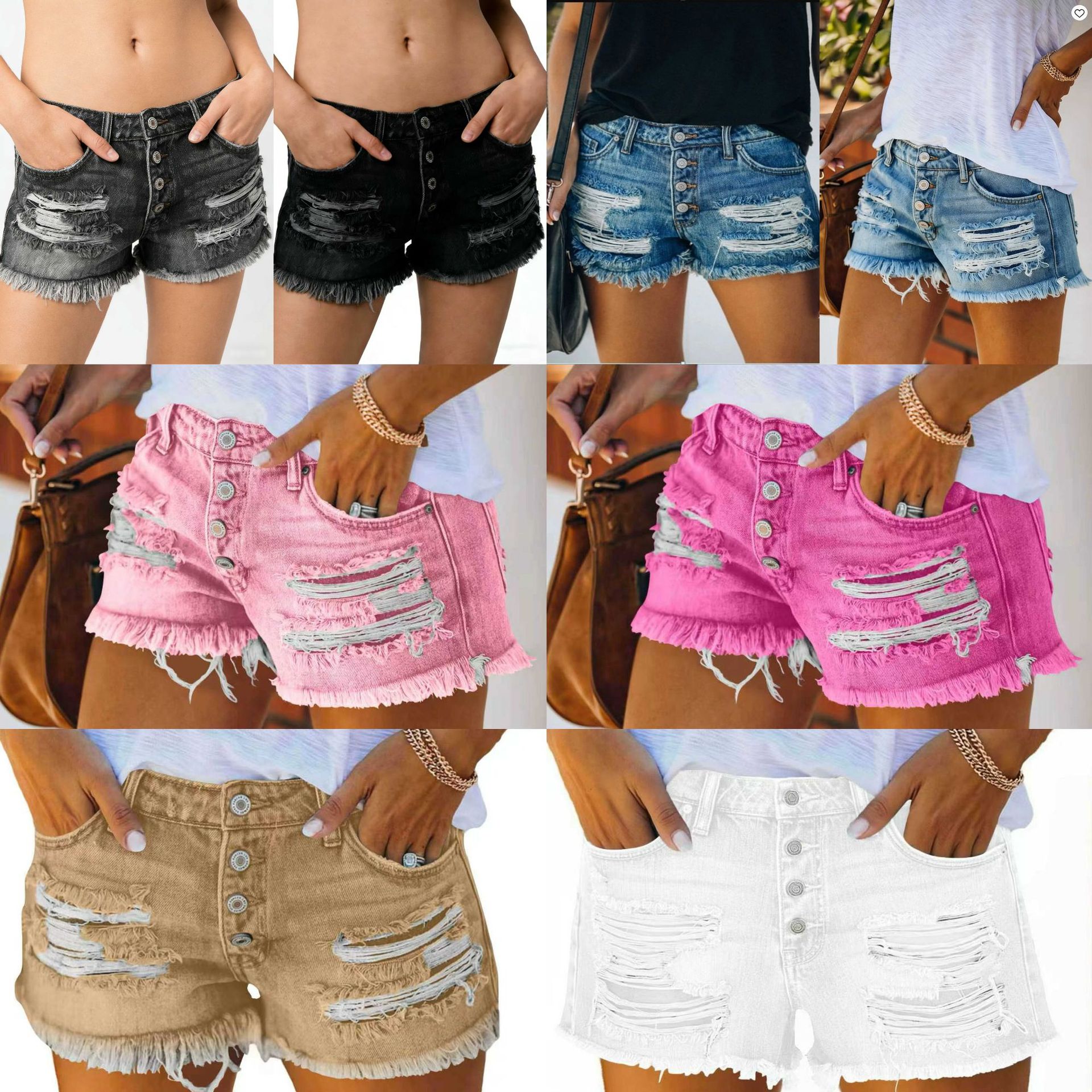 女夏款时尚破洞短裤牛仔裤 Womens summer ripped denim hotpants