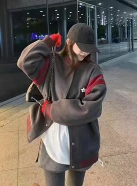2025新款韩版时尚保暖显瘦夹克学院风加棉棒球服外套女