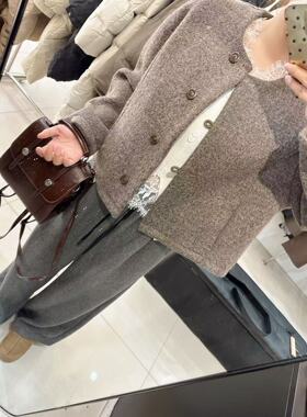 2025新款韩版小香风毛呢圆领短外套女高级感气质宽松百搭上衣
