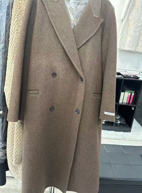 韩国双排扣气质双面羊绒大衣女秋冬高端长款羊毛呢外套