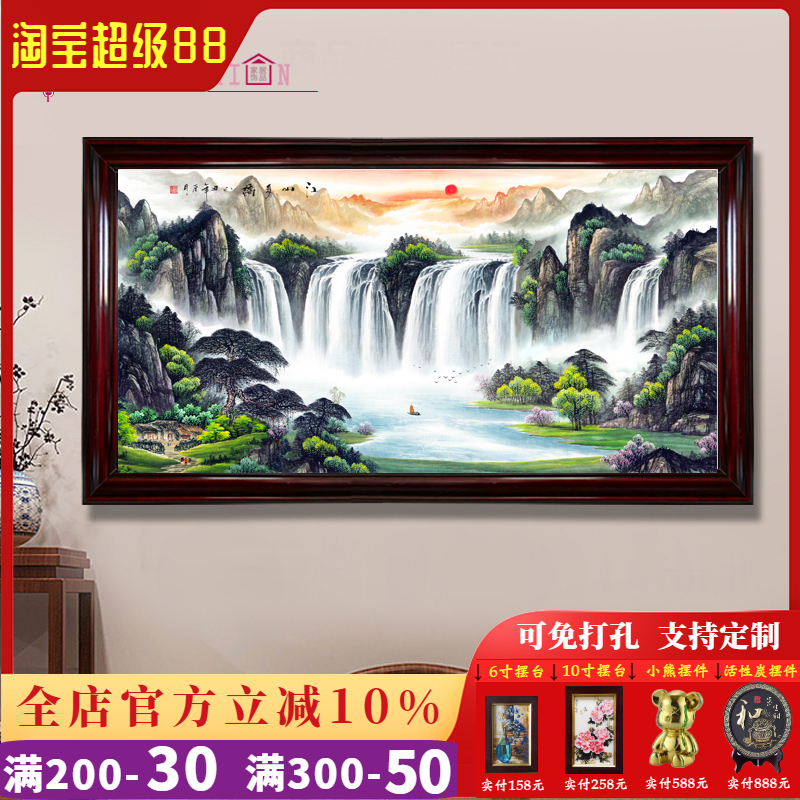 电表箱装饰画中式遮挡液压上翻