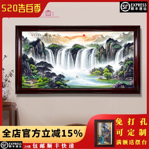 电表箱装饰画中式遮挡液压上翻