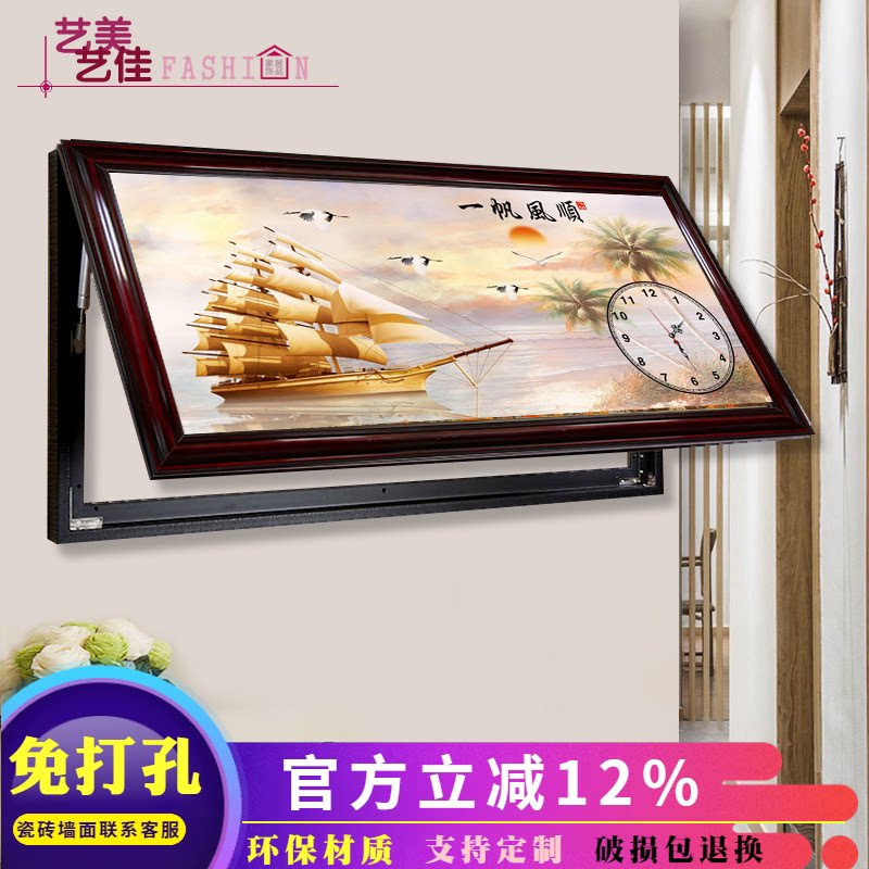 新中式风上翻定做电表箱装饰画图片