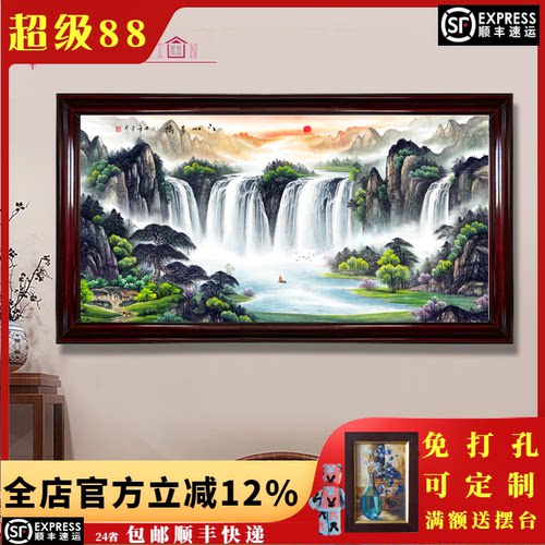 电表箱装饰画中式遮挡液压上翻