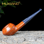 进口石楠木烟斗手工实木牛头飞碟斗直柄老式 传统男士 过滤专用烟具