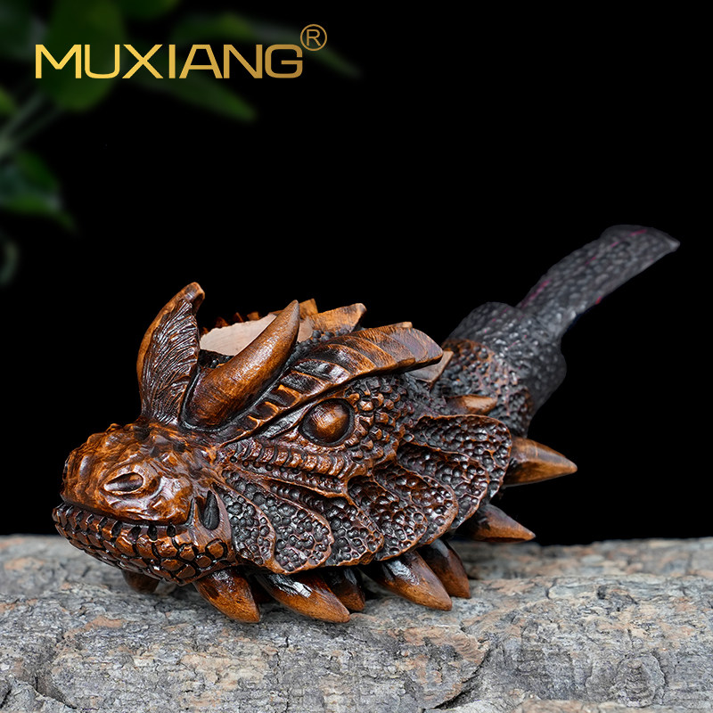 进口石楠木烟斗男士手工实木雕刻龙头斗传统老式过滤专用烟具配件