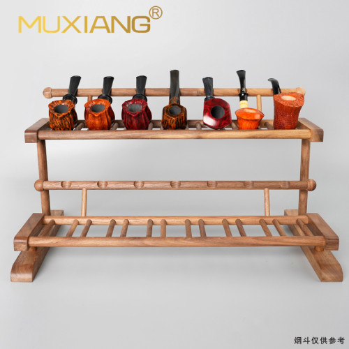 实木烟斗架北美黑胡桃木手工收藏展示7位多层支架子男士专用斗座