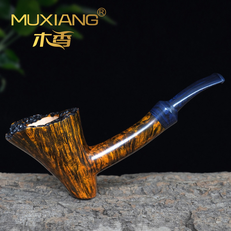 进口石楠木烟斗手工瘤皮火山锤子斗实木传统老式过滤男士专用烟具
