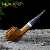 木香男士 手工石楠木烟斗罗德西亚牛头实木烟具传统直柄过滤配件