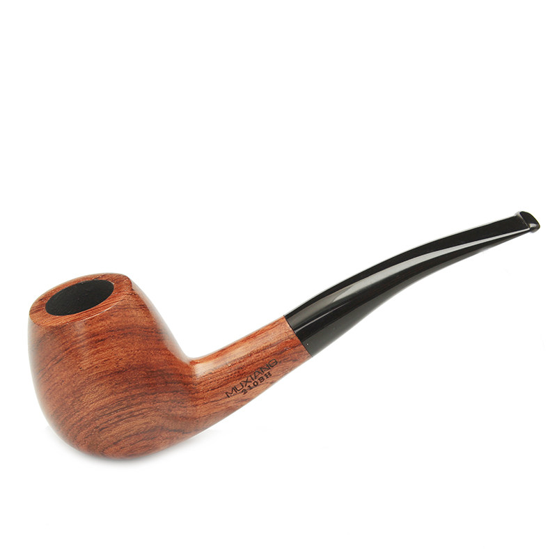 木香手工烟斗弯柄 配9mm过滤芯 红木烟斗 送十件套 木香210BH