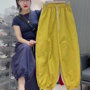 小个休闲萝卜裤 松紧腰宽松九分束脚裤 女秋季 慵懒风防晒速干灯笼裤