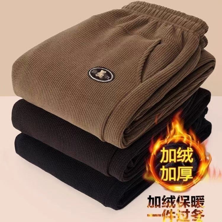 妈妈裤子冬款加绒加厚奶奶裤子中老年人女裤灯芯绒外穿老太太长裤