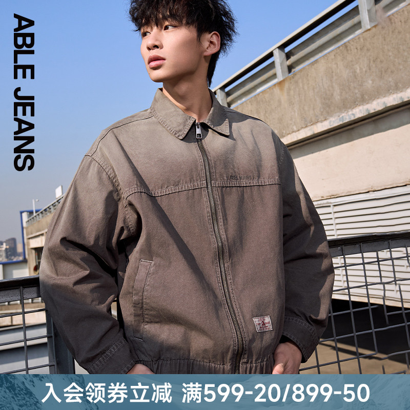 ABLE JEANS 男士时尚宽松工装谷仓夹克复古巴恩风休闲牛仔外套