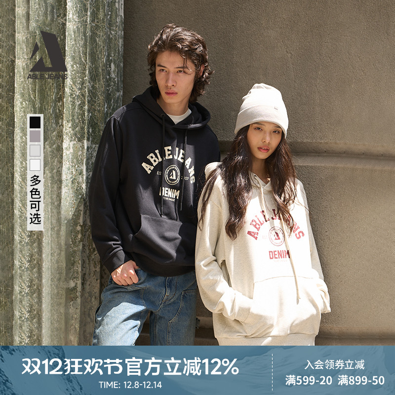 ABLEJEANS美式复古连帽卫衣