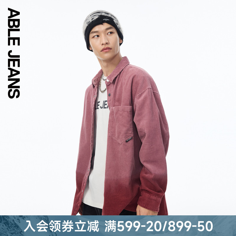 ABLE JEANS冬季新款男士灯芯绒街头大衬衫外套长袖741114