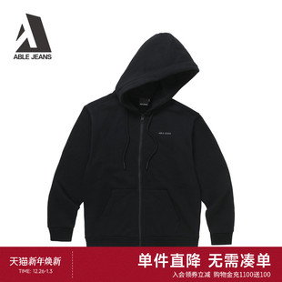 休闲薄绒保暖重磅 卫衣基础宽松挺括连帽开衫 ABLE JEANS25冬男士