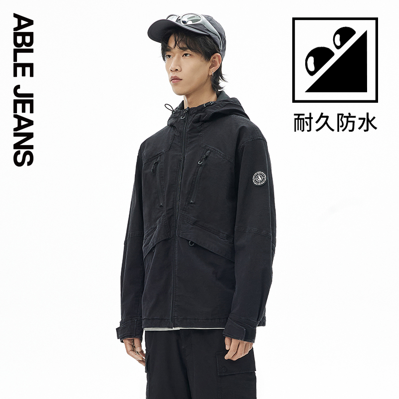 黑色牛仔外套ABLEJEANS宽松夹克