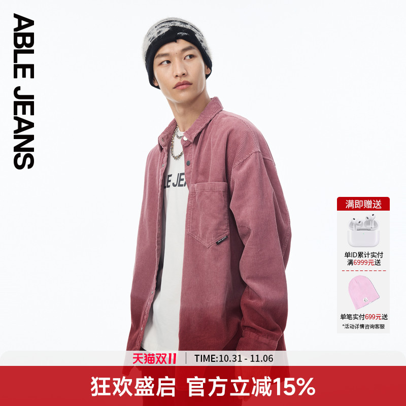 ABLE JEANS冬季新款男士灯芯绒街头大衬衫外套长袖741114