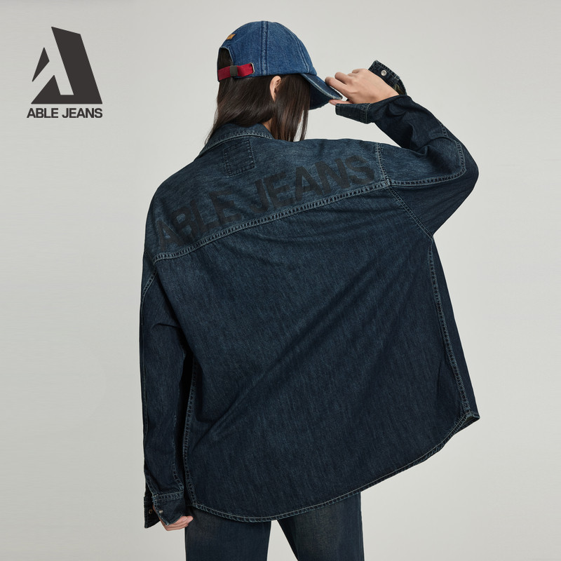 ABLE JEANS春夏女经典宽松水洗复古牛仔大衬衫长袖女休闲风