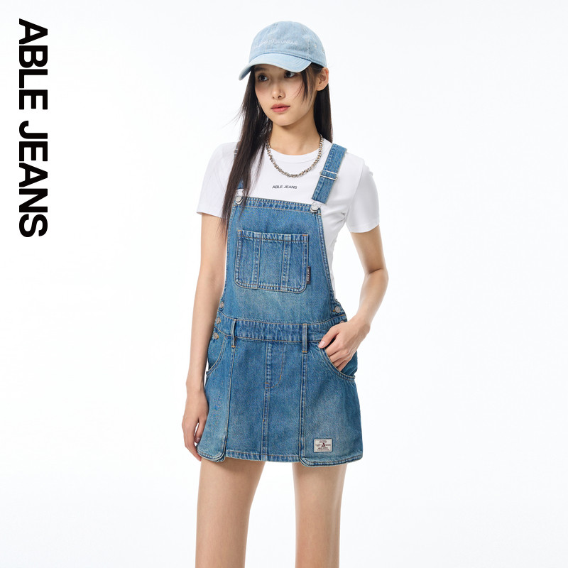ABLE JEANS新款女士工装背带连身裙