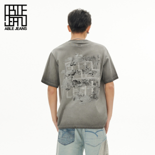 夏季 中国想象 JEANS T恤矿石灰 男士 玉落青龙系列短袖 新款 ABLE