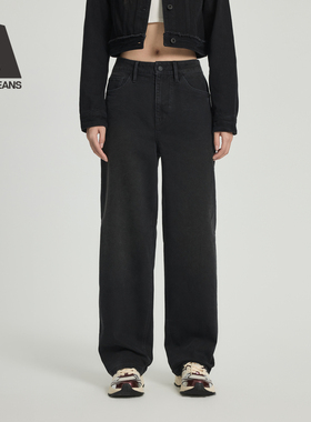 ABLE JEANS【大直筒裤】2025秋冬新款女士高腰宽松直筒阔腿牛仔裤