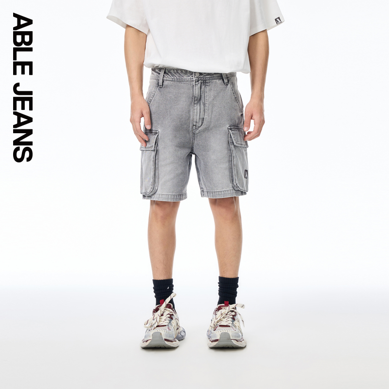 ABLE JEANS 夏季新款男士超宽松机能牛仔短裤803135