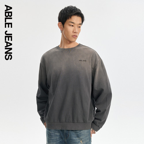 ABLE JEANS男士秋冬宽松水洗渐变套头卫衣美式休闲复古上衣