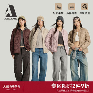 棒球领衍缝轻薄羽绒服外套休闲百搭男女同款 新款 JEANS冬季 ABLE