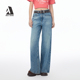 复古宽松直筒阔腿牛仔裤 ABLE 女士牛仔裤 2025新款 JEANS 拖地裤