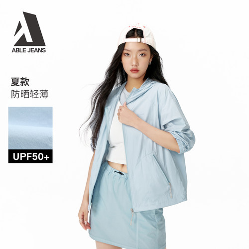 ABLE JEANS女士连帽轻薄防晒夹克休闲通勤轻户外百搭外套