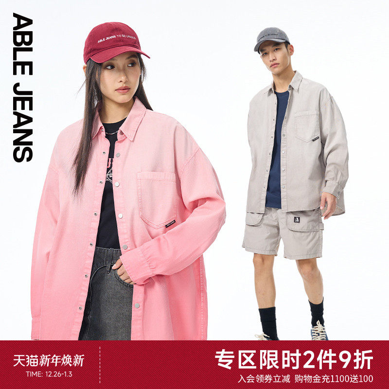 ABLE JEANS 女时尚休闲超宽松街头大衬衫