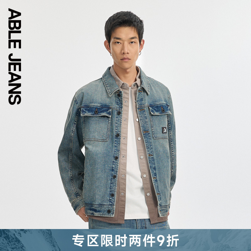ABLE JEANS【易烊千玺同款】秋冬款男士水洗工装牛仔夹克外套
