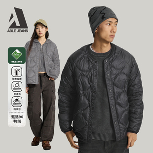 ABLE JEANS 冬季新款男女同款舒适保暖棒球领轻薄羽绒服外套