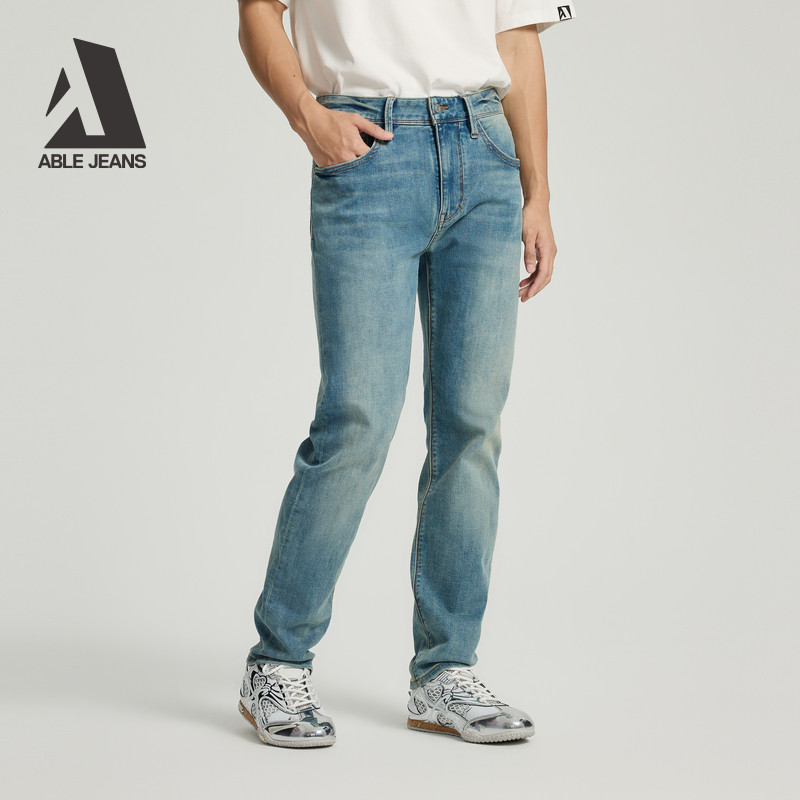 ABLE JEANS【修身裤】新款男士修身小脚洗水弹力牛仔裤