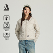 ABLE 灯芯绒撞色菱格纹谷仓棉服 女士宽松短款 JEANS2025冬季 新款