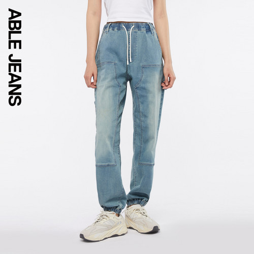 ABLEJEANS木匠酷跑牛仔运动裤
