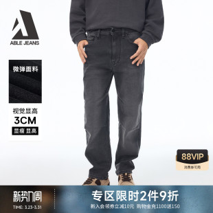 JEANS 宽松黑色显瘦牛仔裤 直筒滑板裤 百搭休闲长裤 男士 ABLE