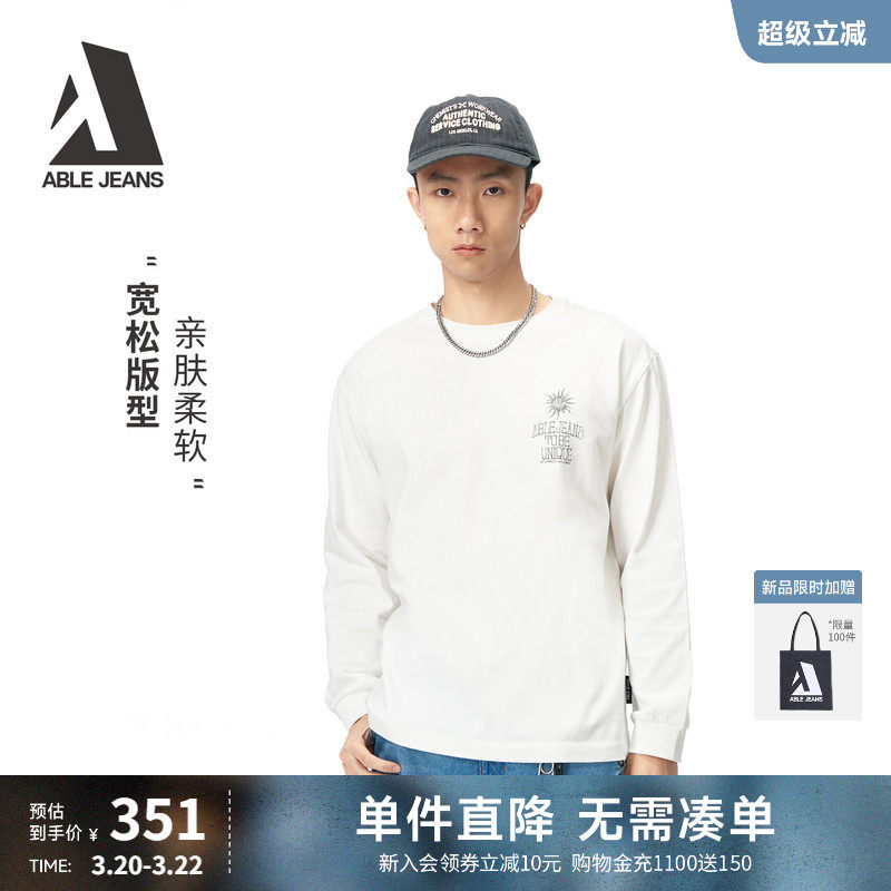 ABLEJEANS2026新款男女短袖T恤纯棉透气柔软宽松印花休闲半袖