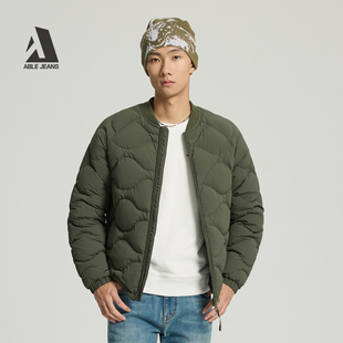 ABLE JEANS 冬季新款男士羽绒服短款保暖鸭绒衍缝夹克外套