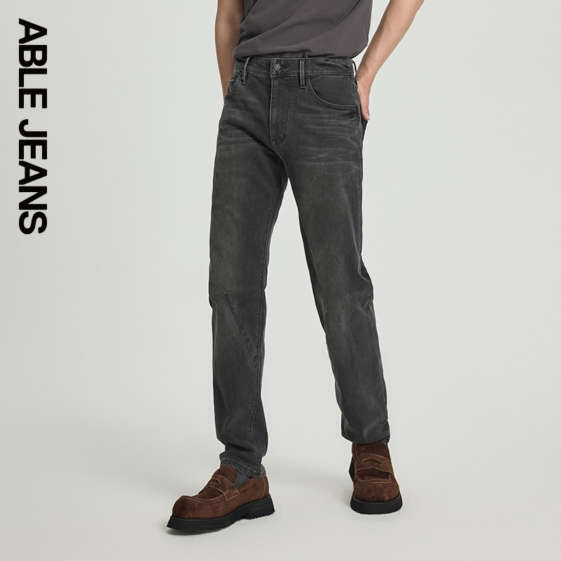 ABLE JEANS【立体修身裤】男士弹力修身立体膝显瘦小脚牛仔