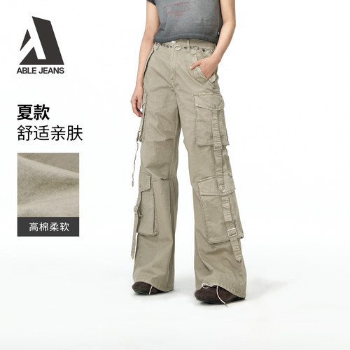 ABLEJEANS复古工装阔腿裤