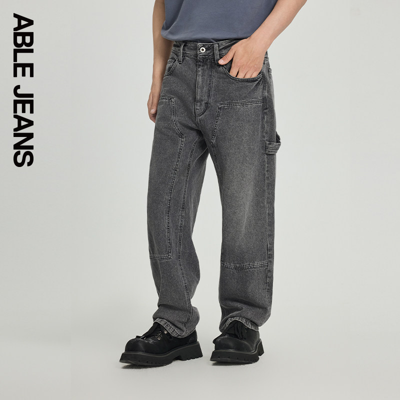 ABLE JEANS【宽松直筒裤】男士潮流设计感工装解构直筒阔腿牛仔裤,男装,牛仔裤,淘宝优惠券,粉丝福利购,淘宝优惠卷