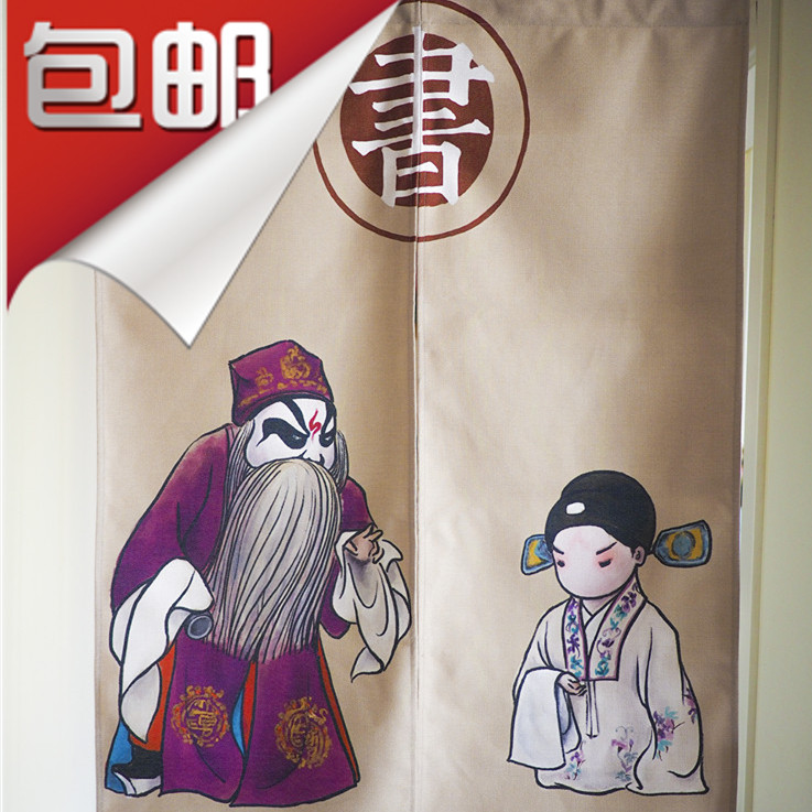 原创风手绘人物棉麻布艺门帘包邮