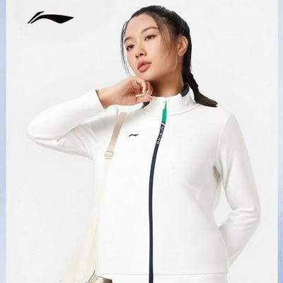 AWDVB02李宁女子开衫无帽卫衣2025秋季新款运动休闲系列立领外套
