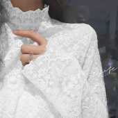 胖mm高领绣花镂空内搭小衫 大码 网纱上衣 女秋冬新款 蕾丝加绒打底衫