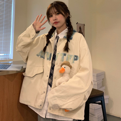 温柔风棒球服女宽松显瘦百搭复古