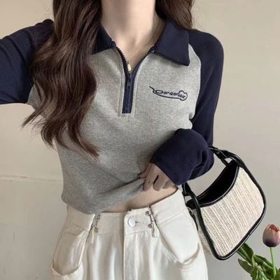 修身显瘦拼接内搭针织衫撞色甜辣