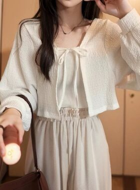 短款外搭披肩防晒开衫绑带外套女