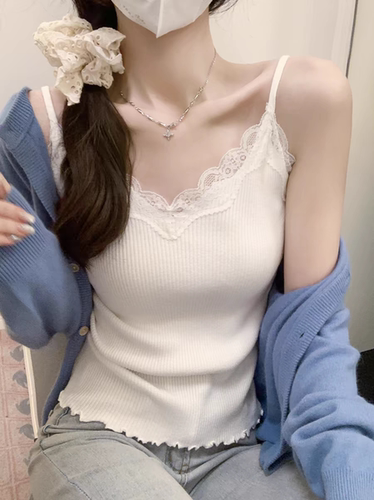 内搭法式蕾丝针织吊带背心女